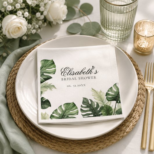 Tropische Monstera Bruiloftsontbijt Servetten