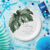 Tropische Monstera elegante bruiloft Papieren Bordje (Feest)