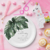 Tropische Monstera elegante bruiloft Papieren Bordje (Feest)