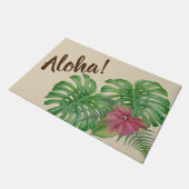 Tropische monstera en anthurium aloha deurmat (Schuin)