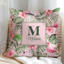 Tropische Monstera en Flamingo Monogram