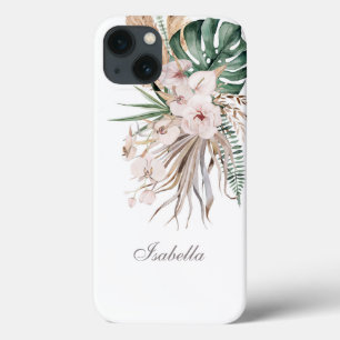 Tropische Monstera en Orchidee aangepaste naam Case-Mate iPhone Case