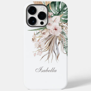 Tropische Monstera en Orchidee aangepaste naam Case-Mate iPhone 14 Pro Max Hoesje