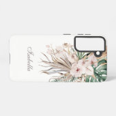 Tropische Monstera en Orchidee aangepaste naam Samsung Galaxy Hoesje (Achterkant horizontaal)