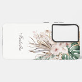 Tropische Monstera en Orchidee aangepaste naam Samsung Galaxy Hoesje (Linkerkant)