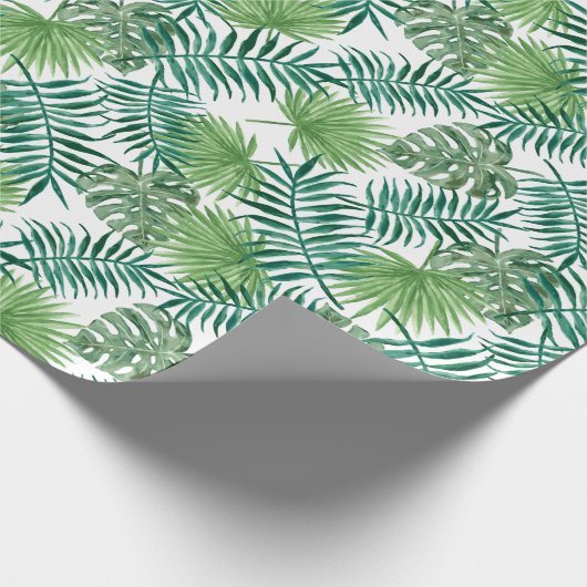 Tropische monstera en palmbladeren cadeaupapier (Hoek)