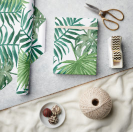 Tropische monstera en palmbladeren cadeaupapier