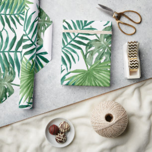 Tropische monstera en palmbladeren cadeaupapier