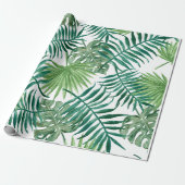 Tropische monstera en palmbladeren cadeaupapier (Uitgerold)