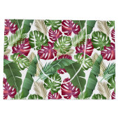 Tropische monstera en palmbladeren groot cadeauzakje (Achterkant)