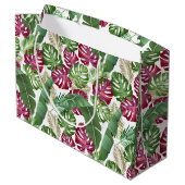 Tropische monstera en palmbladeren groot cadeauzakje (Achterkant Gekanteld)