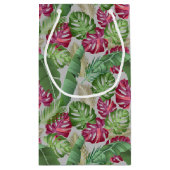 Tropische monstera en palmbladeren klein cadeauzakje (Achterkant)