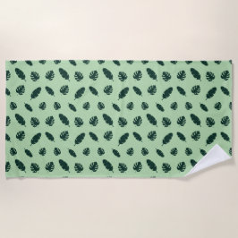 Tropische Monstera en Palmbladeren Naadloos Patroo Strandlaken