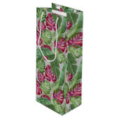 Tropische monstera en palmbladeren wijn cadeautas (Voorkant Gekanteld)