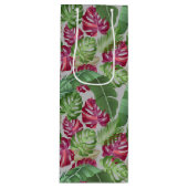 Tropische monstera en palmbladeren wijn cadeautas (Voorkant)