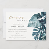 Tropische Monstera Foliage Couples Shower Invite Bedankkaart (Voorkant)