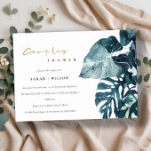 Tropische Monstera Foliage Couples Shower Invite Bedankkaart
