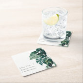 Tropische monstera Foliage Green Rustic Wedding Kartonnen Onderzetters (Insitu)