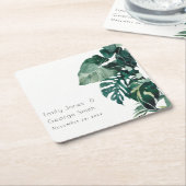 Tropische monstera Foliage Green Rustic Wedding Kartonnen Onderzetters (Schuin)