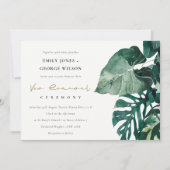 Tropische monstera Foliage Green Vow Renewal Invit Bedankkaart (Voorkant)