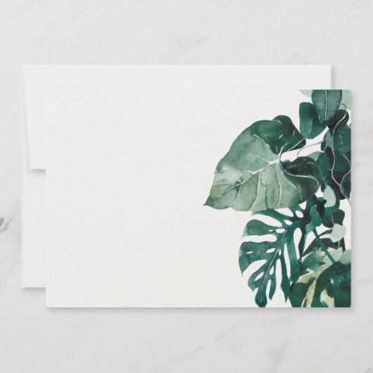 Tropische monstera Foliage Green Vow Renewal Invit Bedankkaart (Achterkant)