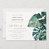 Tropische monstera Foliage Green Wedding Invite Bedankkaart (Voorkant)