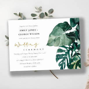Tropische monstera Foliage Green Wedding Invite Bedankkaart