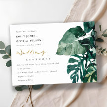 Tropische monstera Foliage Green Wedding Invite