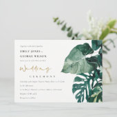 Tropische monstera Foliage Green Wedding Invite Bedankkaart (Staand voorkant)
