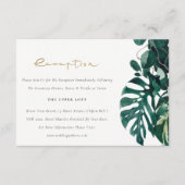 Tropische monstera Foliage Green Wedding Reception Informatiekaartje (Voorkant)