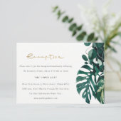 Tropische monstera Foliage Green Wedding Reception Informatiekaartje (Staand voorkant)