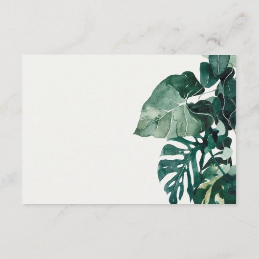 Tropische monstera Foliage Green Wedding Reception Informatiekaartje (Achterkant)