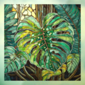 Tropische Monstera Glas in lood kunst Raamsticker (Vel 3)