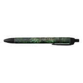 Tropische Monstera Gouden Script Naam Zwarte Inkt Pen (Bodem)