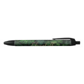 Tropische Monstera Gouden Script Naam Zwarte Inkt Pen (Bovenkant)