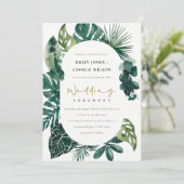 Tropische monstera Green Capsule Wedding Invite Bedankkaart (Staand voorkant)