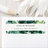 Tropische monstera Green Foliage Leafy Address Etiket (Insitu)