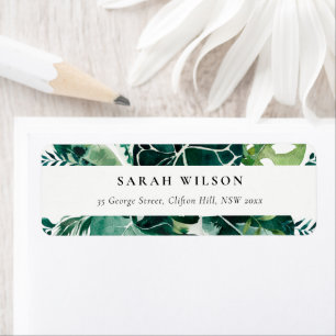 Tropische monstera Green Foliage Leafy Address Etiket