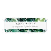 Tropische monstera Green Foliage Leafy Address Etiket (Voorkant)