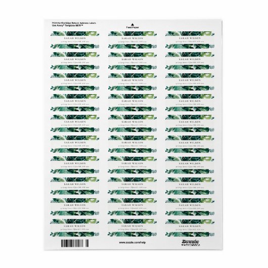 Tropische monstera Green Foliage Leafy Address Etiket (Full Sheet)