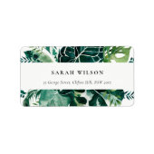 Tropische monstera Green Foliage Leafy Address Etiket (Voorkant)