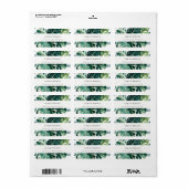 Tropische monstera Green Foliage Leafy Address Etiket (Full Sheet)