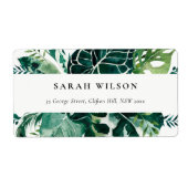 Tropische monstera Green Foliage Leafy Address Lab Etiket (Voorkant)
