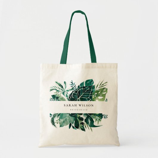 Tropische monstera Green Foliage Leafy Bridesmaid Tote Bag (Voorkant)