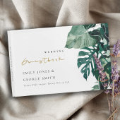 Tropische monstera Green Foliage Leafy Wedding Gastenboek