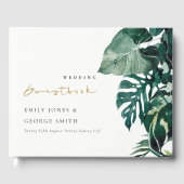 Tropische monstera Green Foliage Leafy Wedding Gastenboek (Voorkant)