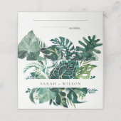 Tropische monstera Green Foliage Leafy Wedding Plaatskaartje (Buitenkant ongevouwen)