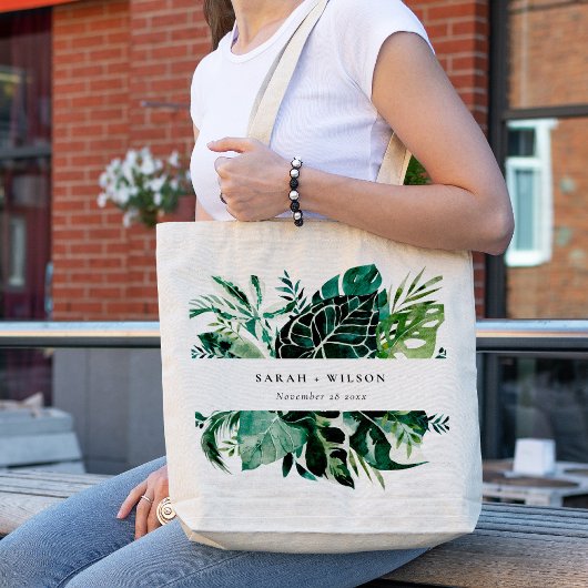 Tropische monstera Green Foliage Leafy Wedding Tote Bag
