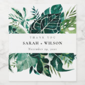 Tropische monstera Green Foliage Weddenschap Bedan Wijn Etiket (Enkel label)