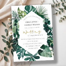 Tropische monstera Green Hexagonal Wedding Invite Bedankkaart
